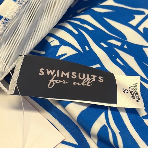 Swimsuits for All Tankini Top Swimsuit Swim Blue Floral 10 New - Picture 4 of 5